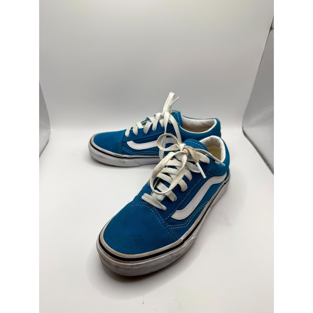 VANS Old Skool Unisex Kids 3 Sneaker Blue Suede Low Top Lace Up Skateboard Shoes